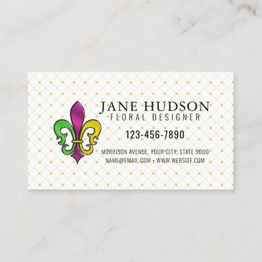 Elegant Colorful Fleur de Lis Design Visitekaartje (Achterkant)