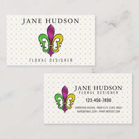 Elegant Colorful Fleur de Lis Design Visitekaartje (Voorkant / Achterkant)