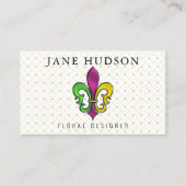 Elegant Colorful Fleur de Lis Design Visitekaartje (Voorkant)