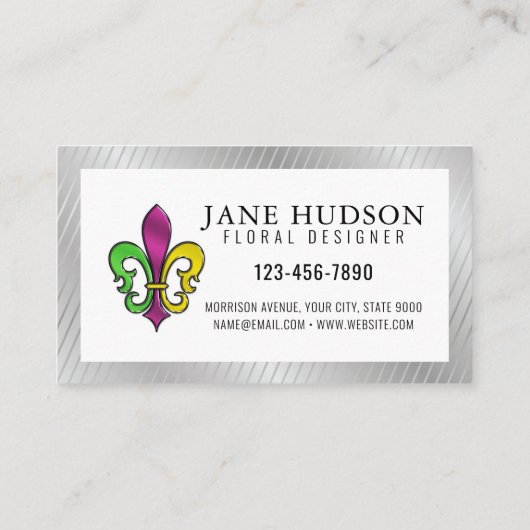 Elegant Colorful Fleur de Lis Design Visitekaartje (Achterkant)