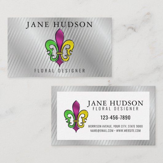 Elegant Colorful Fleur de Lis Design Visitekaartje (Voorkant / Achterkant)