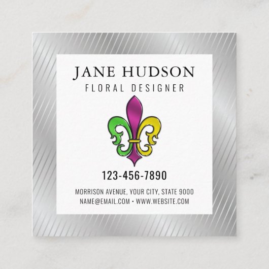 Elegant Colorful Fleur de Lis Design Visitekaartje (Achterkant)