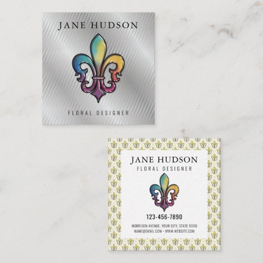 Elegant Colorful Fleur de Lis Design Visitekaartje (Voorkant / Achterkant)