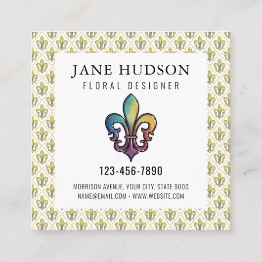 Elegant Colorful Fleur de Lis Design Visitekaartje (Achterkant)