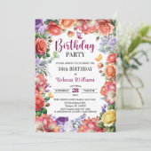 Elegant Colorful Floral 36th Birthday Party Kaart (Staand voorkant)