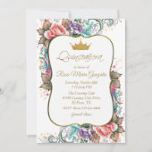 Elegant Colorful Floral Quinceañera Birthday Kaart (Voorkant)