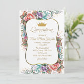 Elegant Colorful Floral Quinceañera Birthday Kaart (Staand voorkant)