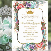 Elegant Colorful Floral Quinceañera Birthday Kaart