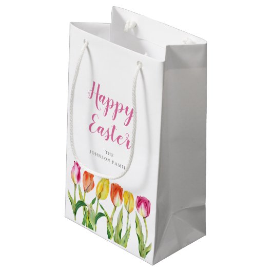 Elegant Colorful Floral Waterverf Tulips Klein Cadeauzakje (Achterkant Gekanteld)