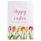 Elegant Colorful Floral Waterverf Tulips Medium Cadeauzakje (Achterkant)