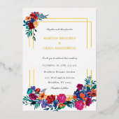Elegant Colorful Floral Wedding Folie Uitnodiging (Voorkant)