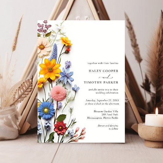 Elegant Colorful Floral Wedding Kaart