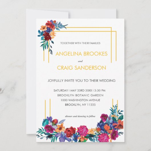 Elegant Colorful Garden Flower Invitation Kaart (Voorkant)