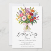 Elegant Colorful Garden Flowers Bouquet Birthday Kaart (Voorkant)