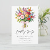 Elegant Colorful Garden Flowers Bouquet Birthday Kaart (Staand voorkant)