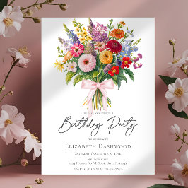 Elegant Colorful Garden Flowers Bouquet Birthday Kaart