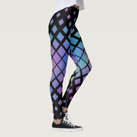 Elegant Colorful Geometric Diamonds Tegel Patroon Leggings (Rechts)