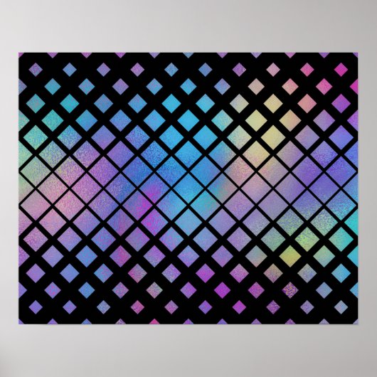 Elegant Colorful Geometric Diamonds Tegel Patroon Poster (Voorkant)