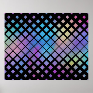 Elegant Colorful Geometric Diamonds Tiles Pattern Poster