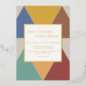 Elegant Colorful Geometric Modern Wedding Gold Foi Folie Uitnodiging (Voorkant)