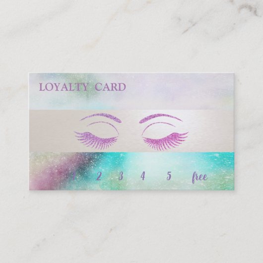 Elegant Colorful Glitter Lashes Loyalty Card (Voorkant)