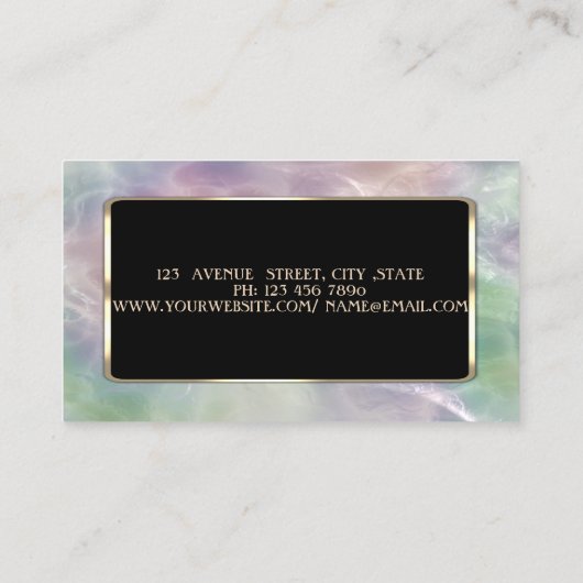 Elegant Colorful Iridescente Pearl Holographic Visitekaartje (Achterkant)