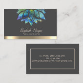 Elegant Colorful Lotus Gold Stripe Yoga Visitekaartje (Voorkant / Achterkant)