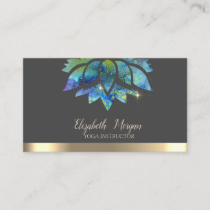 Elegant Colorful Lotus Gold Stripe Yoga Visitekaartje