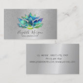 Elegant Colorful Lotus Silver Confetti Yoga Visitekaartje (Voorkant / Achterkant)