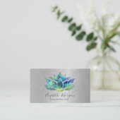 Elegant Colorful Lotus Silver Confetti Yoga Visitekaartje (Staand voorkant)