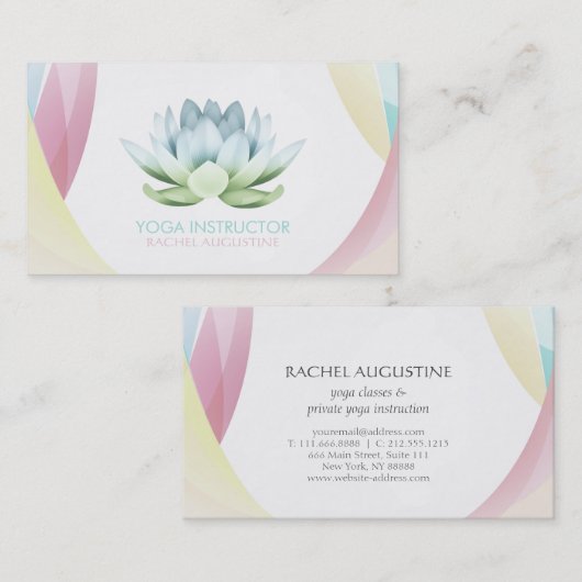 Elegant Colorful Lotus Yoga Meditation Instructeur Visitekaartje (Voorkant / Achterkant)