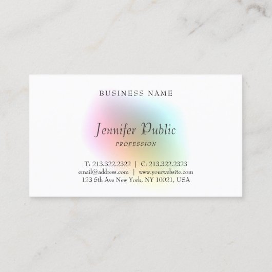 Elegant Colorful Modern Simple Sjabloon Trendy Visitekaartje (Achterkant)