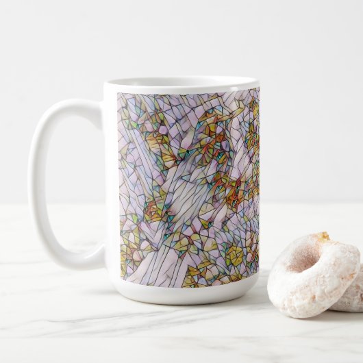 Elegant Colorful Mosaic Illustrated Bird Art Koffiemok (Met donut)