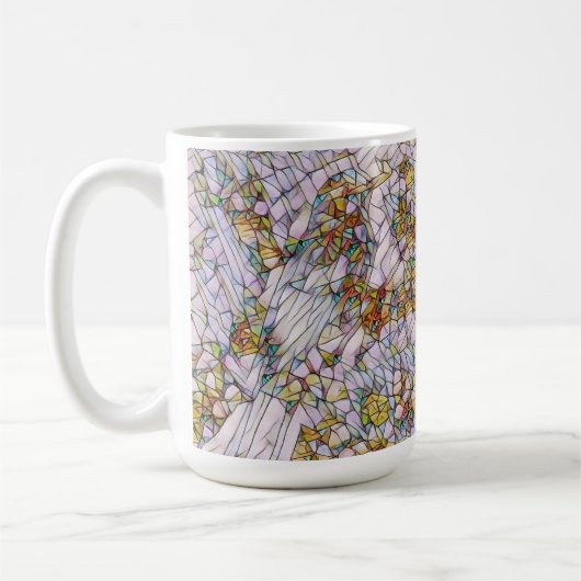 Elegant Colorful Mosaic Illustrated Bird Art Koffiemok (Links)