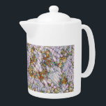 Elegant Colorful Mosaic Illustrated Bird Art Theepot<br><div class="desc">Moderne theepot met elegante kleurrijke mozaïekvogel met de bloesems. Deze look kan overal worden gebruikt en kan gemakkelijk worden geïntegreerd in vele verschillende stijlen voor je huis,  zoals boerderij,  ontspannen en informeel,  of koekjes. Overeenkomende objecten zijn beschikbaar. Soortgelijke design zijn ook beschikbaar.</div>