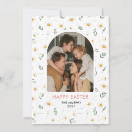 Elegant Colorful Oval Floral Easter Family Photo Feestdagenkaart