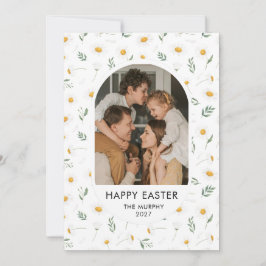 Elegant Colorful Oval Floral Easter Family Photo Feestdagenkaart