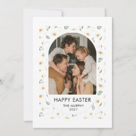 Elegant Colorful Oval Floral Easter Family Photo Feestdagenkaart