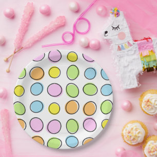 Elegant Colorful Pastel Retro Ovalenpatroon Papieren Bordje