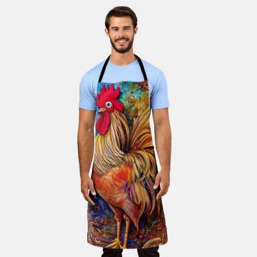 Elegant Colorful Patterned Rooster Schort (Gedragen)