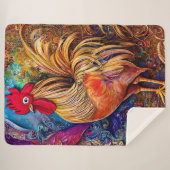 Elegant Colorful Patterned Rooster Sherpa Deken (Voorkant (horizontaal))