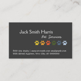 Elegant Colorful Paws DOG Pet Veterinarian Visitekaartje