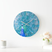 Elegant Colorful Peacock Artwork | Wandklok (Huis)