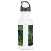 Elegant Colorful Peacock Feathers Aangepaste foto' Waterfles (Achterkant)