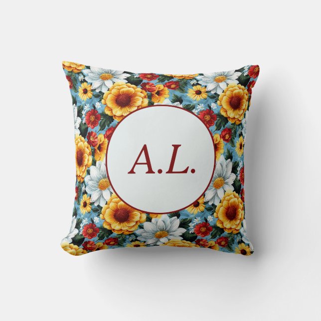 Elegant Colorful Personalized Modern Floral Chic Kussen (Voorkant)