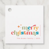 Elegant Colorful Rainbow Christmas Family Name Bedankjes Labels (Voorkant)