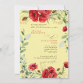 Elegant Colorful Red Poppies Yellow Weddenschap Kaart (Voorkant)