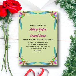 Elegant Colorful Roos Shiny Boho Floral Wedding Kaart