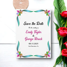 Elegant Colorful Roos Shiny Modern Floral Wedding Save The Date