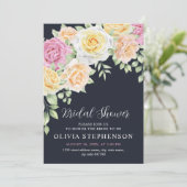 Elegant Colorful Rozen Bridal Shower Invitation Kaart (Staand voorkant)